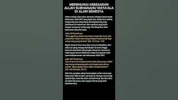 MERENUNGI KEBESARAN ALLAH SWT DI ALAM SEMESTA