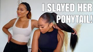 DOING MY SISTERS HAIR! $12 STYLE! Beginner Sleek Ponytail Tutorial