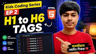 Kids Coding Series Ep 2 | Learn H1 to H6 Tags Easily