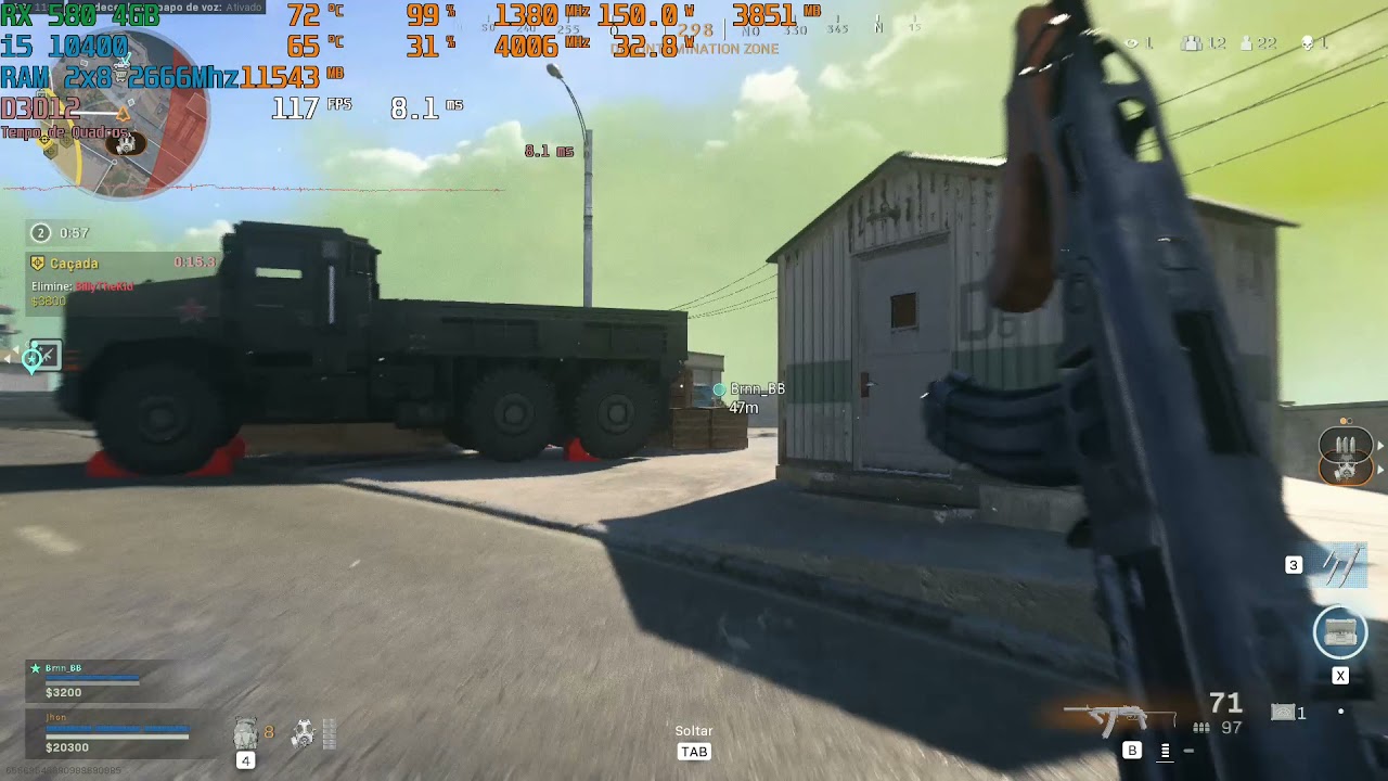 Call of Duty Modern Warfare i5 10400 + rx 580 4gb + 16 gb 2666mhz