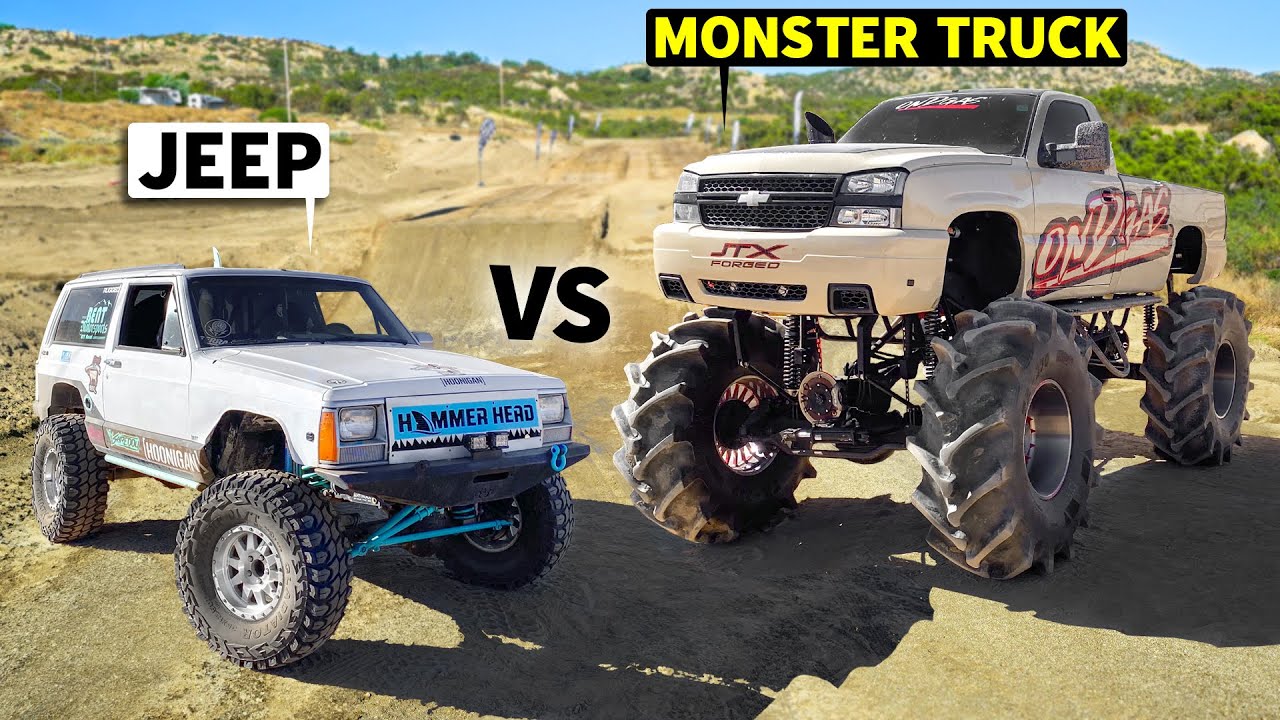 OnDGas' Duramax Monster Truck vs Blake Wilkey's Jeep XJ Hammerhead // THIS vs THAT Off-Roa