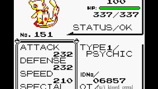 Glitch-Bug Pokémon Bleu/Rouge/Jaune GBC - Avoir Mew lvl 100