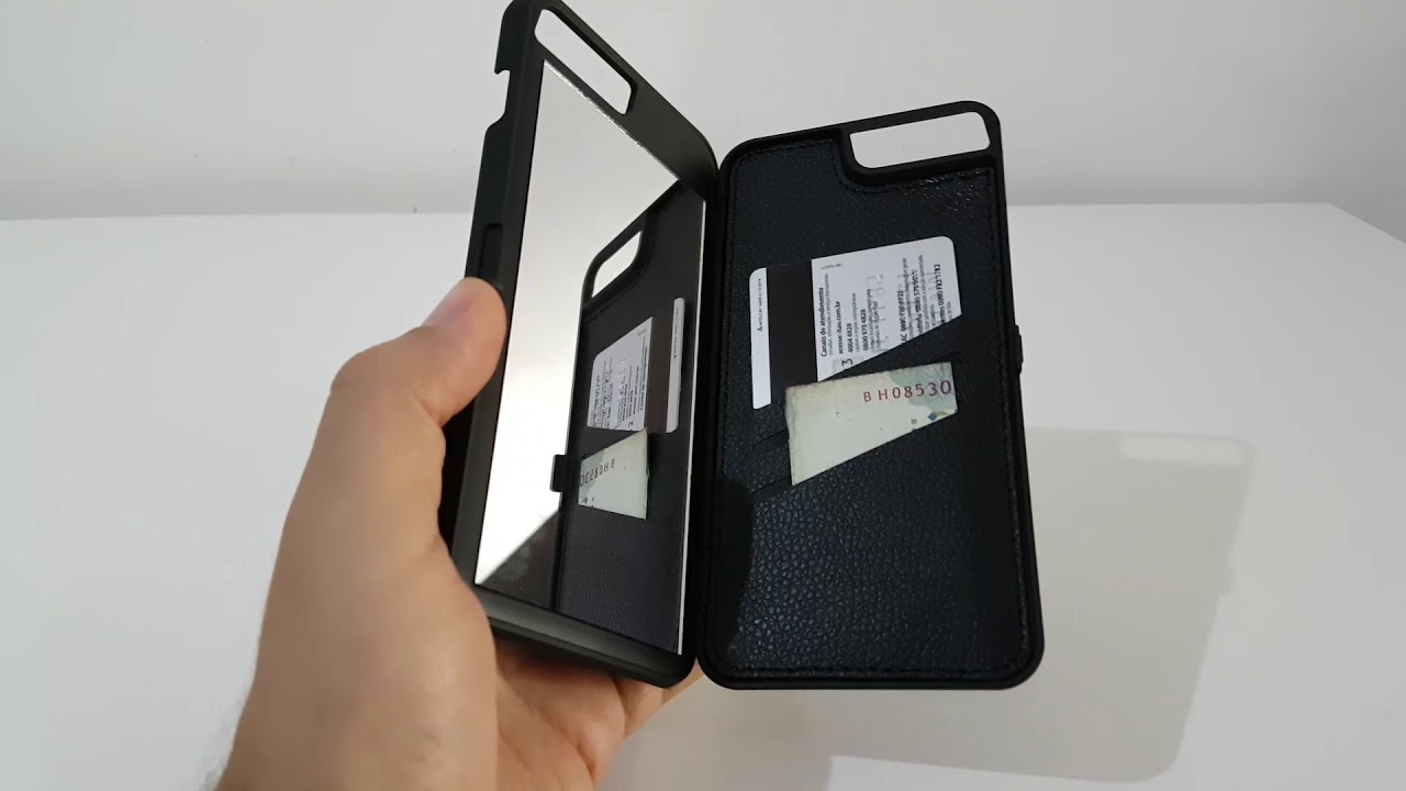 Capa flip carteira com espelho iPhone Samsung - YouTube