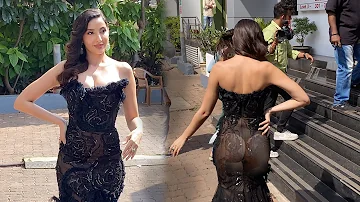 Nora Fatehi Wore Completely Transparent Black Dress Video Went Viral