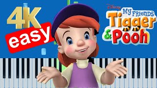 My Friends Tigger & Pooh Theme Song Slow Easy Piano Tutorial 4K