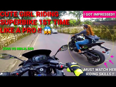 Cute Girl Riding Superbike for the 1st Time|Got Impressed by her skills|Z900 Rider