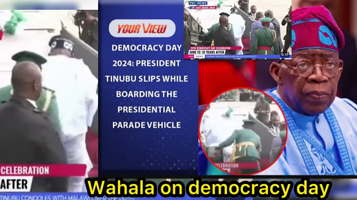 President Tinubu Reacts To Slipping While Boarding Parade Vehicle, Says "I Dobale For Democracy day”