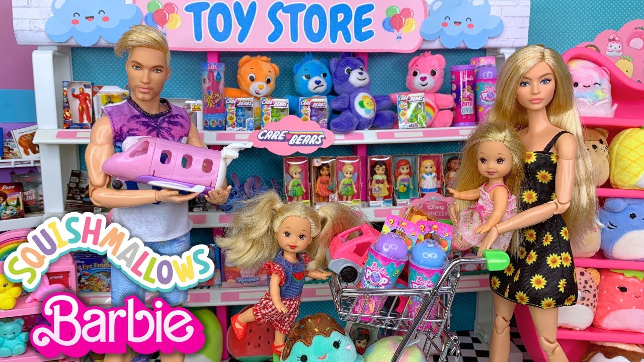 Barbie & Ken Doll Family Squishmallow and Toy Shopping YouTube