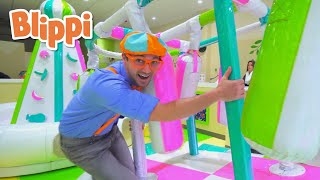 Learn Colors With Blippi at an Indoor Playground (Giggle Jungle) | Blippi Playground Compilation
