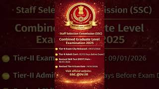 SSC CGL Tier 2 Big Update 🔥 Admit Card &amp; Exam Date Released #ssc #sscexam #ssccgl
