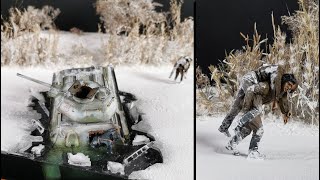 Eiseinbruch T-34 Panzer Winter Diorama scale 1:35 / Ice break-in T-34 Tank Diorama scale 1:35