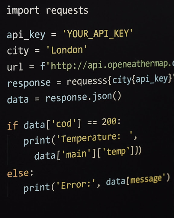 Python Weather App Code ๐ฆ๏ธ | #Python #Coding #Shorts - YouTube