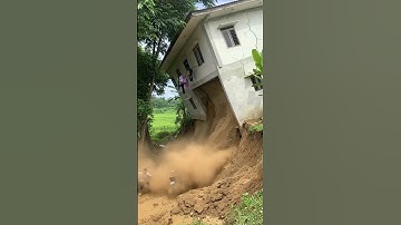 Moments Before House Collapses due to Landslide 🚨 #disaster #landslide #shortvideo