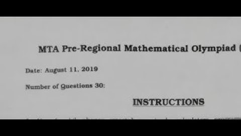 MTA PRE - REGIONAL MATHEMATICAL OLYMPIAD [PRMO]