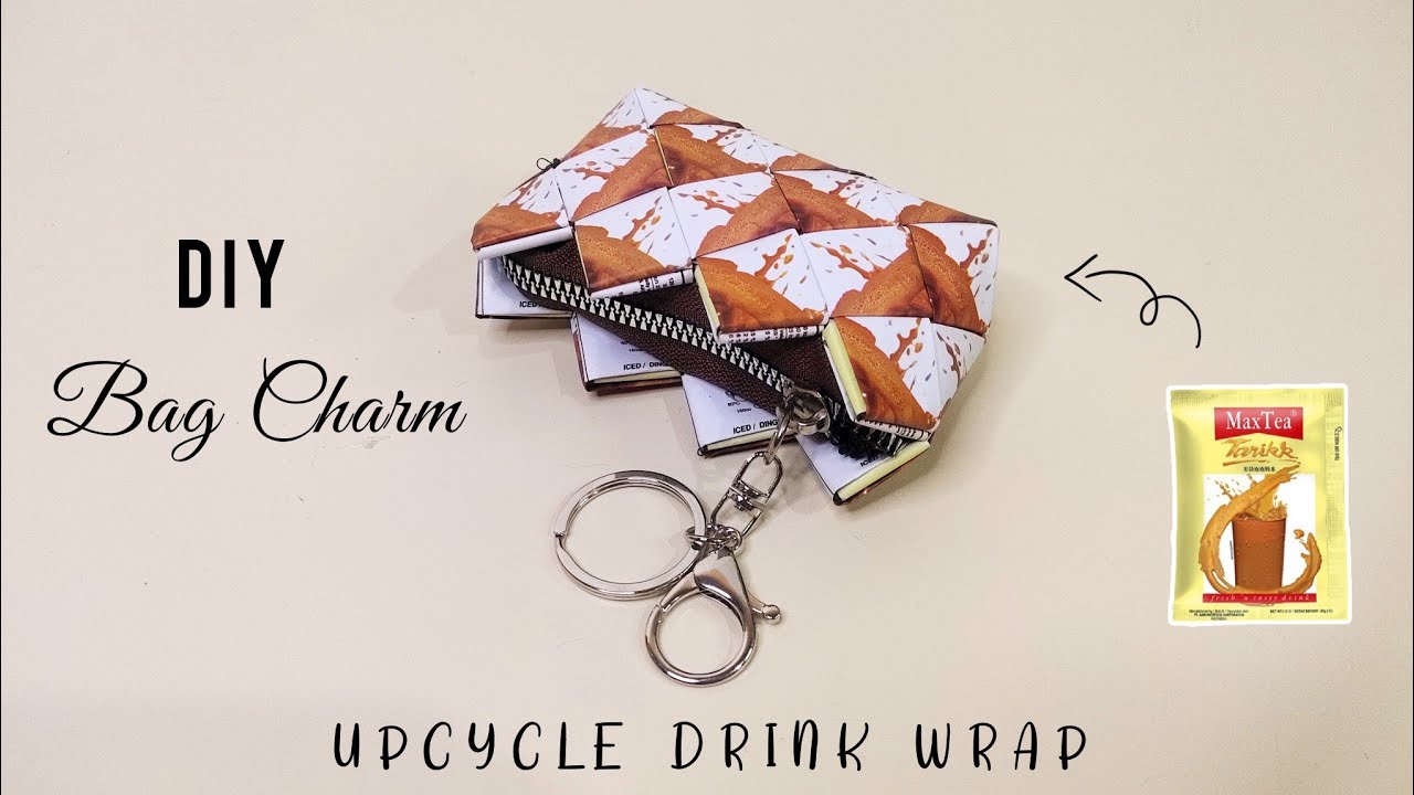 Плетеная сумочка-подвеска из обёрток от напитков своими руками | Мастер-класс по плетению