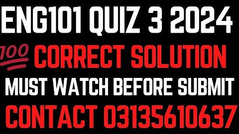 ENG101 QUIZ 3 2024 || ENG101 QUIZ 3 FALL 2024 || ENG101 QUIZ 3 SOLUTION 2024 #ENG101