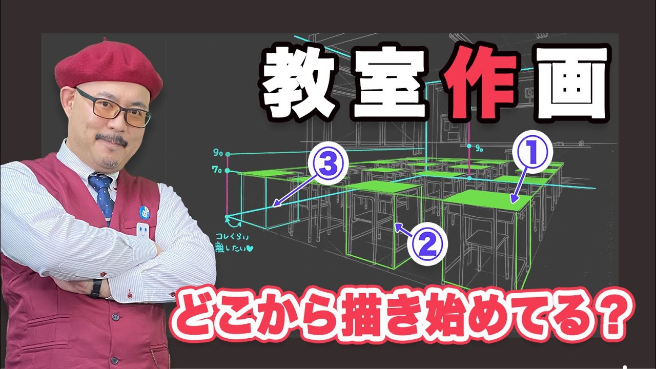 描き順 から描かないで をイメージして描けば歪まない パースやアイレベル 漫画背景の描き方 原宿の漫画教室 Youtube