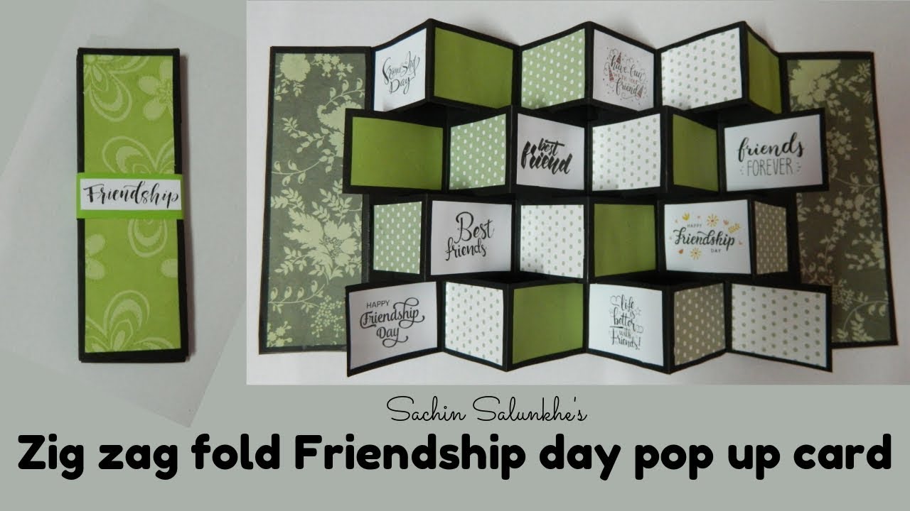 Handmade friendship day pop up card/Zig zag fold friendship day pop up ...