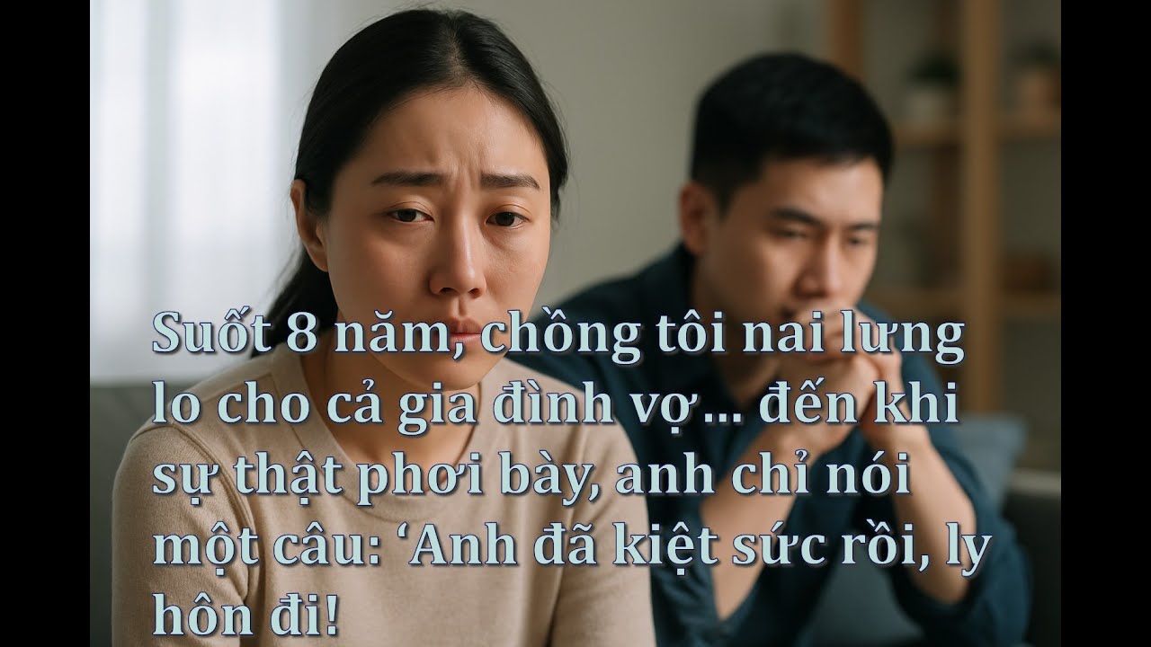 Suốt 8 năm, chồng tôi nai lưng lo cho cả gia đình vợ..rồi anh nói: ‘Anh đã kiệt sức rồi, ly hôn đi!