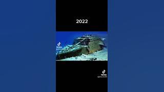 Titanic wreck before vs now