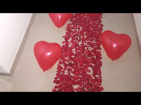 Surprise birthday room decoration for husband at home - YouTube