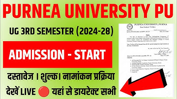 Purnea University UG 3rd Semester admission 2025 | Purnea University UG semester 3 admission 2024-28