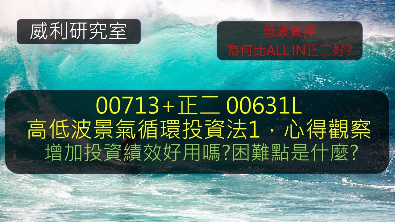 S19EP25| 00713+正二 00631L高低波景氣循環投資法1，心得觀察。增加投資績效好用嗎?困難點是什麼?