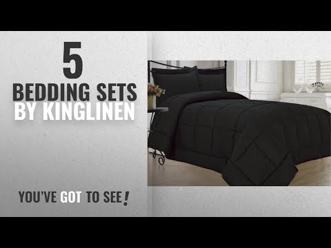 top-10-kinglinen-bedding-sets-[2018]:-kinglinen-down-alternative-3-pcs-comforter-set,-queen,-black