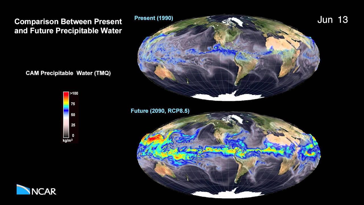Climate Change Comparison Between Present And Future Precipitable Water - 