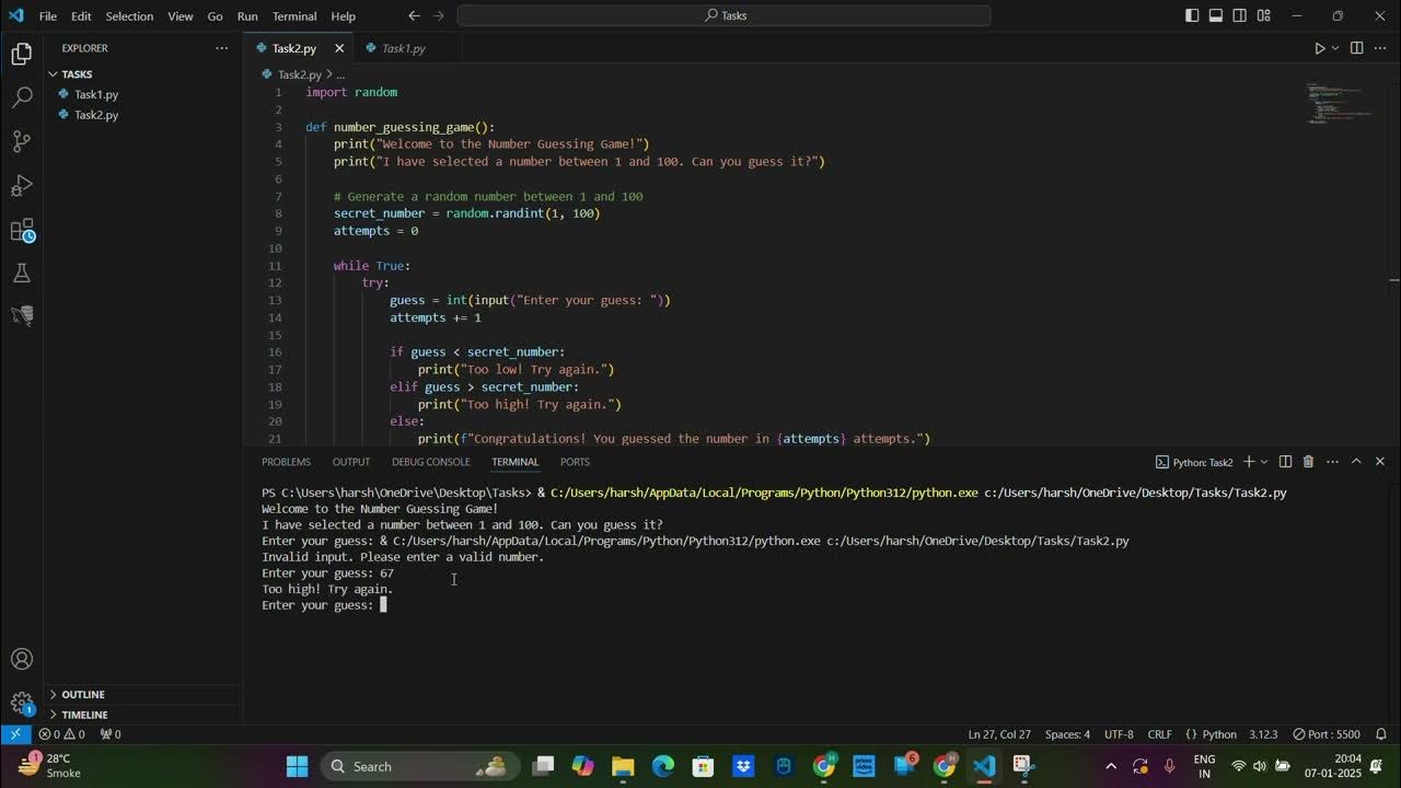 Number Guessing Game using Python @Technohacksedutech - YouTube