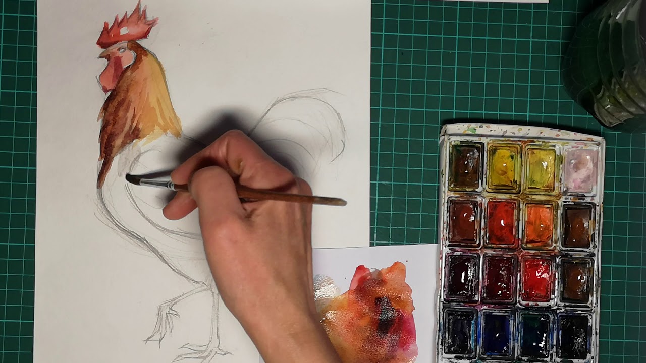 Как нарисовать петуха гуашью