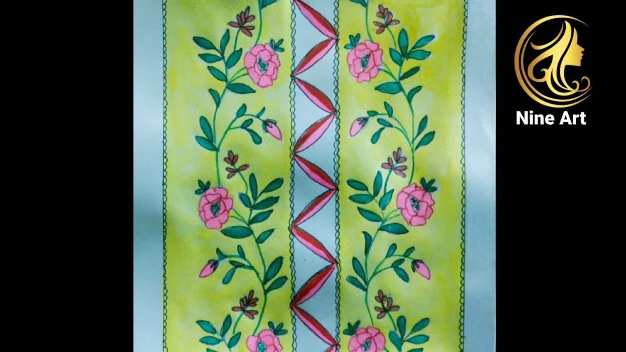 How to painting with Drawing a suitable pattern for a door curtain.//