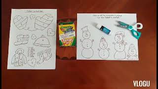 DIY winter worksheets for preschool and kindergarten ll colour by number ll  cut & paste activity