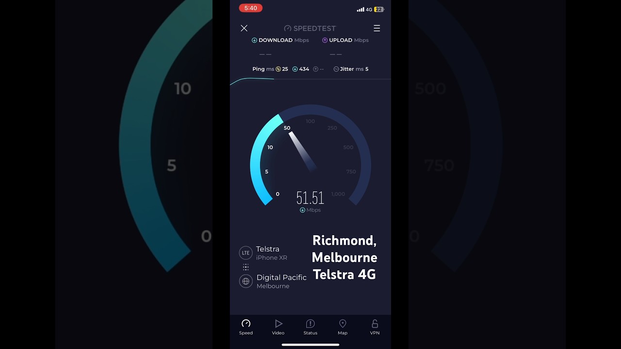 Telstra 4G Speedtest, Richmond Melbourne