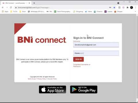 BNI Connect Forgot / change username & password