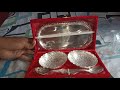 serving set with silver plate Design and Bowl set with serving spoon and tray with box