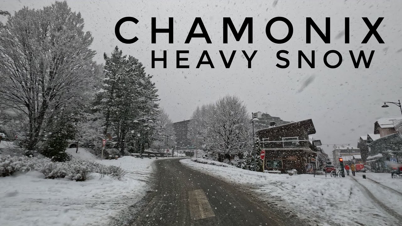 Chamonix Snow Drive | Heavy Snowfall in the French Alps | 4K