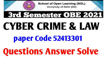 DU sol 3rd Semester Cyber Crime and Law  Answer  B.Com paper code 52413301 hindi English medium