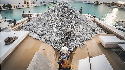 Unloading pebbles Barge unloading | Relaxing video