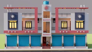 निचे दुकान ऊपर मकान का नक्शा || 18x60 Shop With House Design || 3D Shop Rental House Design