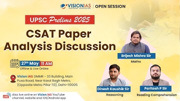 UPSC Prelims 2025 | CSAT Paper Analysis Discussion I 27th May 11AM