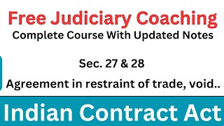 Contract Act Sec. 27 & 28 Agreement in restraint of trade, void | By Vijandra Verma Sir