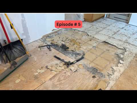Kitchen Expansion & Stair Relocation Episode #5 / How To Remove The Old Floor And Install New Tile.