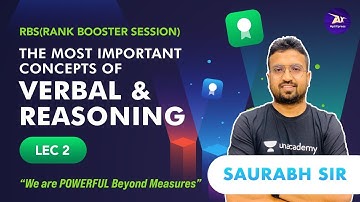 The Most important concepts of Verbal & Reasoning | L:2 | RBS (Rank Booster Session) GATE 2021