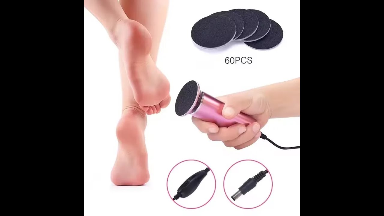 Râpe électrique anti callosités pour corne des pieds à vitesse réglable 360° avec 60 Tampons