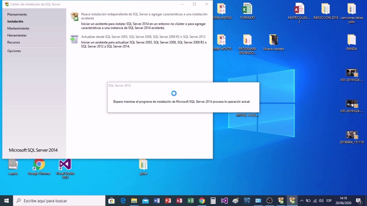 INSTALACION DE SQL SERVER 2014 - YouTube