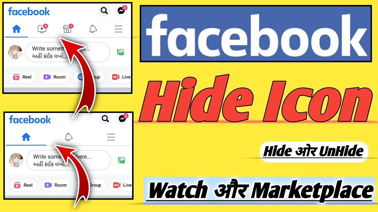 Facebook Home Icon Hide Unhide Marketplace And Watch Icon Hide UnHide 