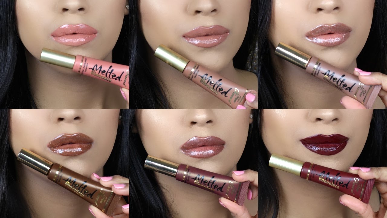 NEW Toofaced Melted Chocolate Liquified Metallic Lipstick SWATCHES - YouTub...
