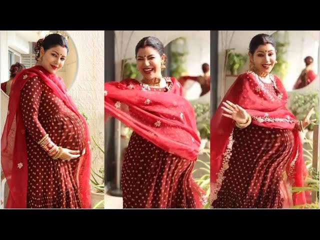 Pregnant Debina Bonnerjee looks resplendent in red anarkali suit at her  godh bharayi, see pics – India TV