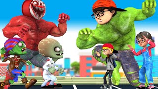 Strong Nick Transform Nickhulk vs Team Giant Zombie Save Tani - Scary Teacher 3D Animation